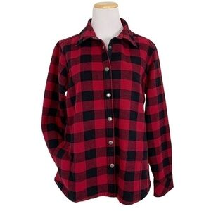 Orvis Buffalo Check Fleece Lined Shacket Shirt Size Large Lined Pockets